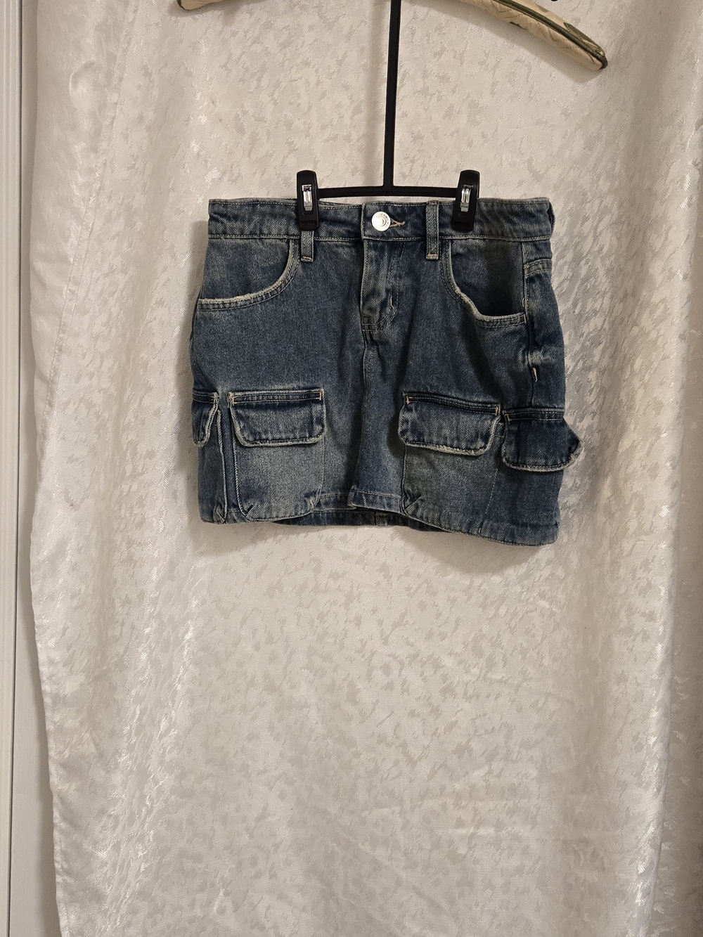YMI Denim Mini Skirt with Cargo Pockets - Blue